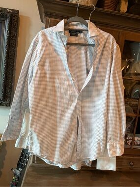 Ralph Lauren White Shirt with Light Blue Windowpane Check